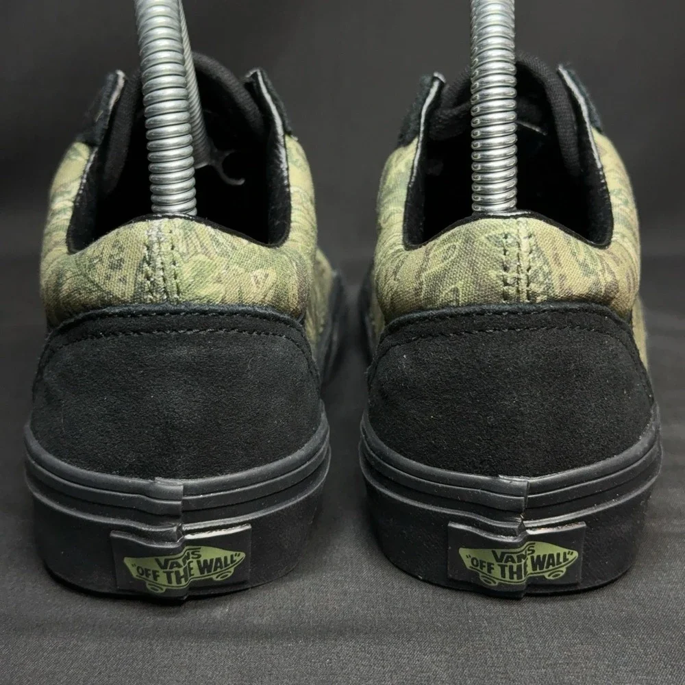 Vans Old‎ Skool Shoes Mens Size 4.5 Womens 6 Black Camo Suede Canvas Skate